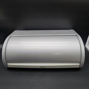 Brabantia Large Silver Matte Steel Roll Top Bread Box Kitchen Countertop Storage